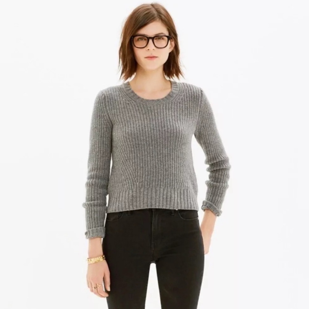 Madewell Grey Merino Wool Crewneck Sweater in Small